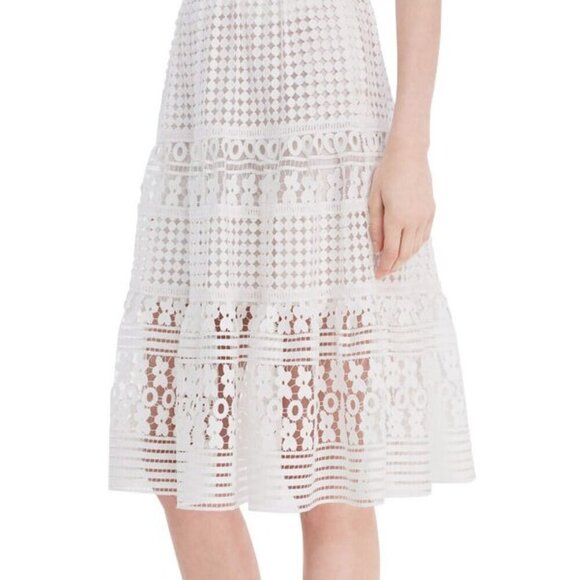 💕DIANE VON FURSTENBERG DVF💕 Tiana Lace Floral Skirt ~ White 2 NWT - Picture 6 of 16
